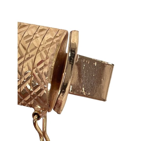 Bronze Italy Dyadema Fashion Bangle Bracelet Rose Gold Color 7.75” x.25” Bends - Picture 13 of 13